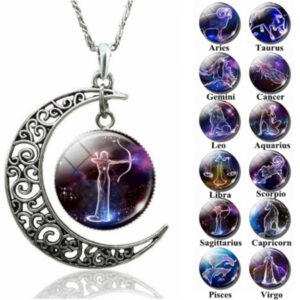 Gem Zodiac Moon Necklace Talisman