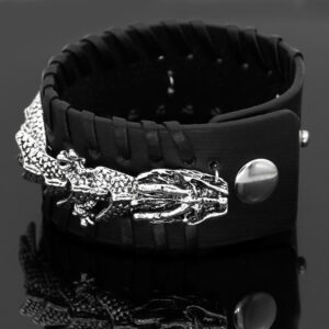 Viking Pirate Celtic Leather Dragon Bracelet