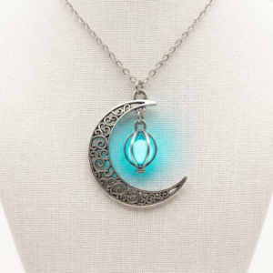 Crescent Moon Glowing Stone Healer's Necklace Pendant