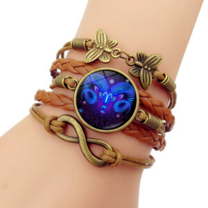 Zodiac Leather Braided Bracelet