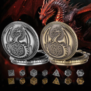 Mini D&D Metal Dice Set - Pocketwatch Dragon Style